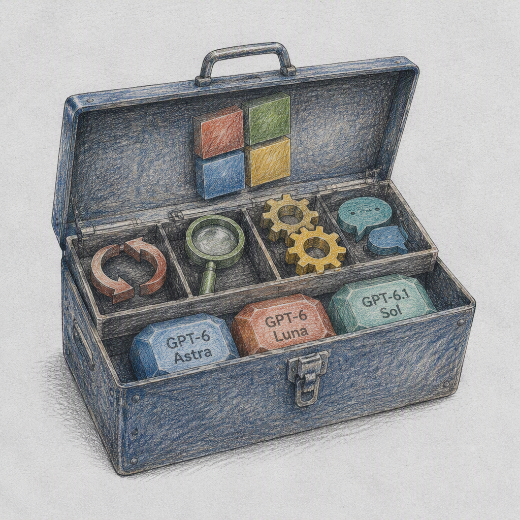 Editorial cartoon accompanying “Microsoft Foundry September updates add GA routines, Tool Search and new GPT-6 models”.