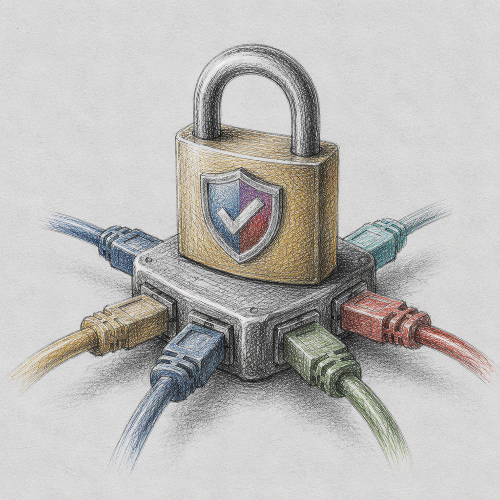 Editorial cartoon accompanying “OpenAI outlines consistent safety standards for model access partners”.