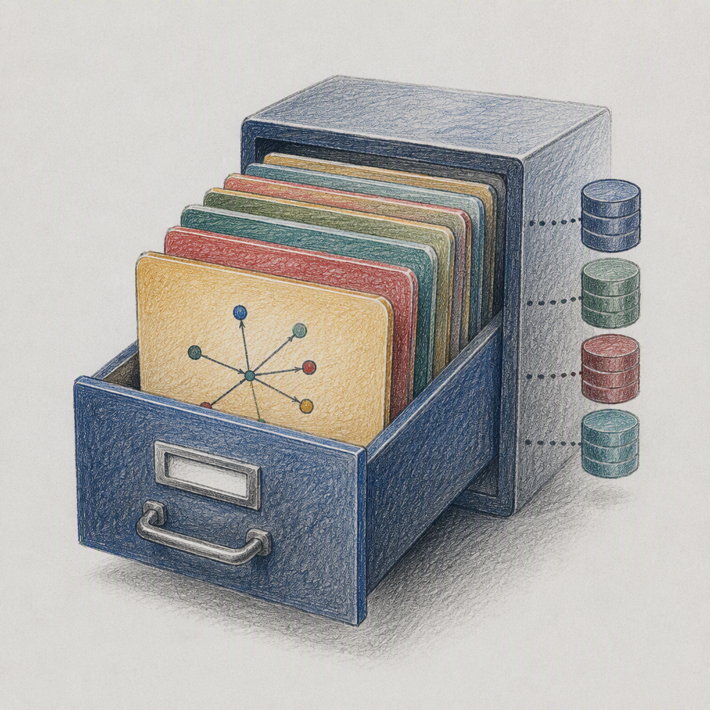 Editorial cartoon accompanying “Microsoft Agent Framework adds experimental vector-store APIs for Python agents”.