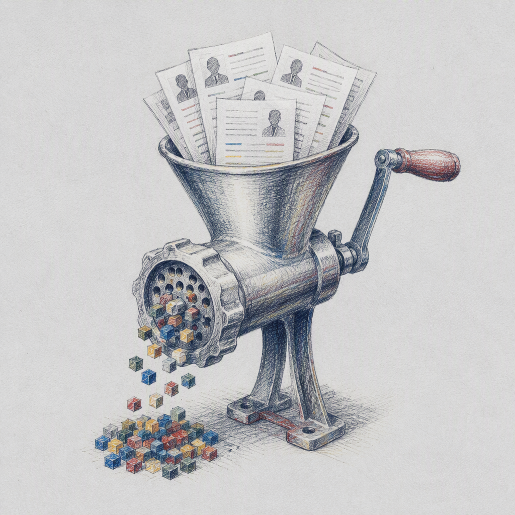 Editorial cartoon accompanying “Concerns grow over AI’s role in recruitment and job applications”.