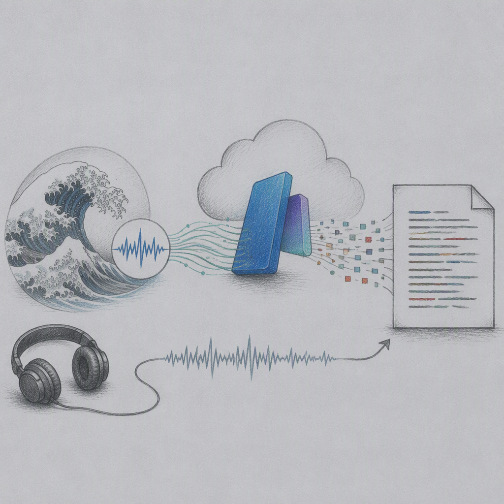 Editorial illustration for “Foundry use case: audio transcription”.