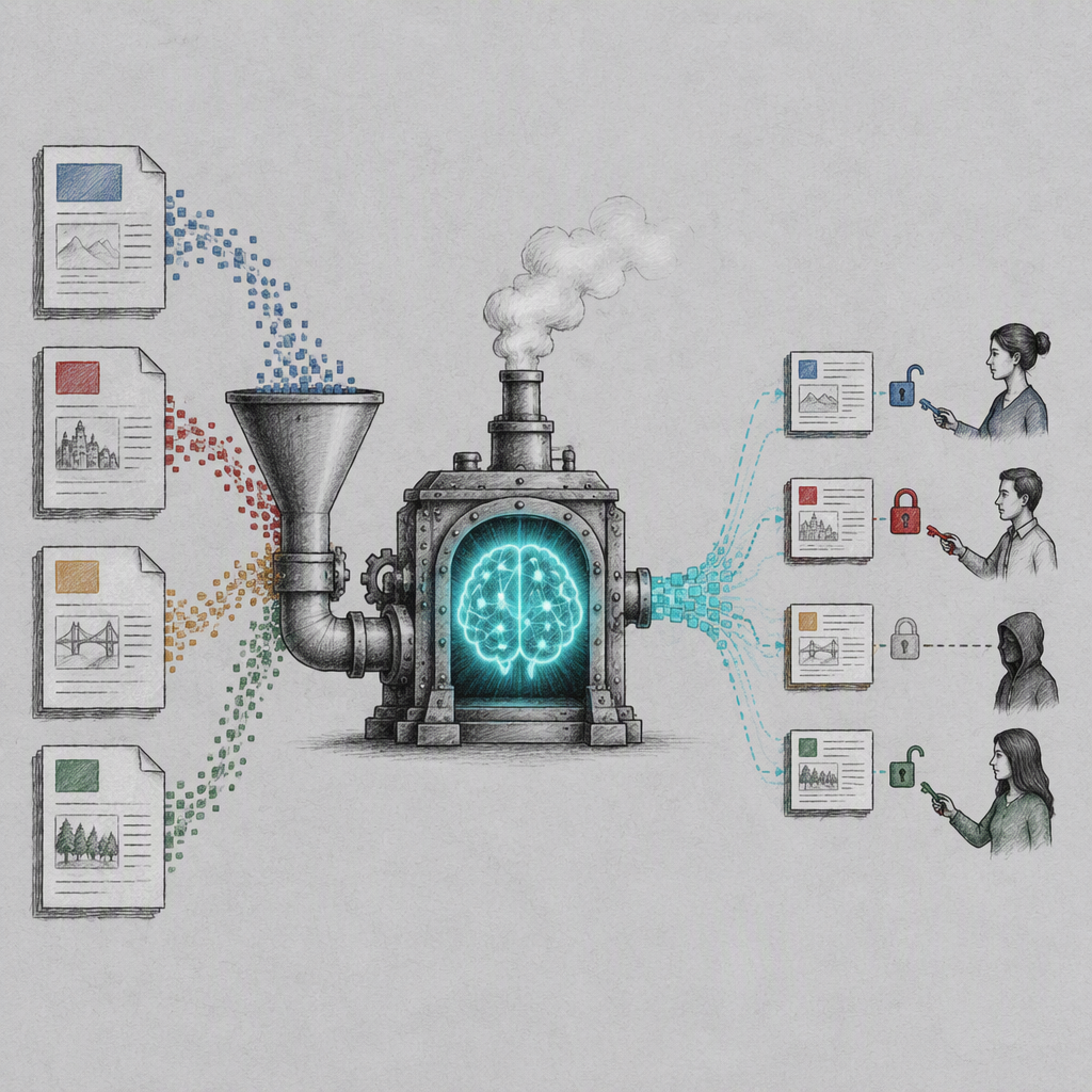 Editorial illustration for “Foundry IQ with multiple documents”.