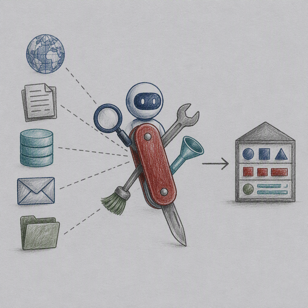 Editorial illustration for “Multiple Tools and Structured Data”.