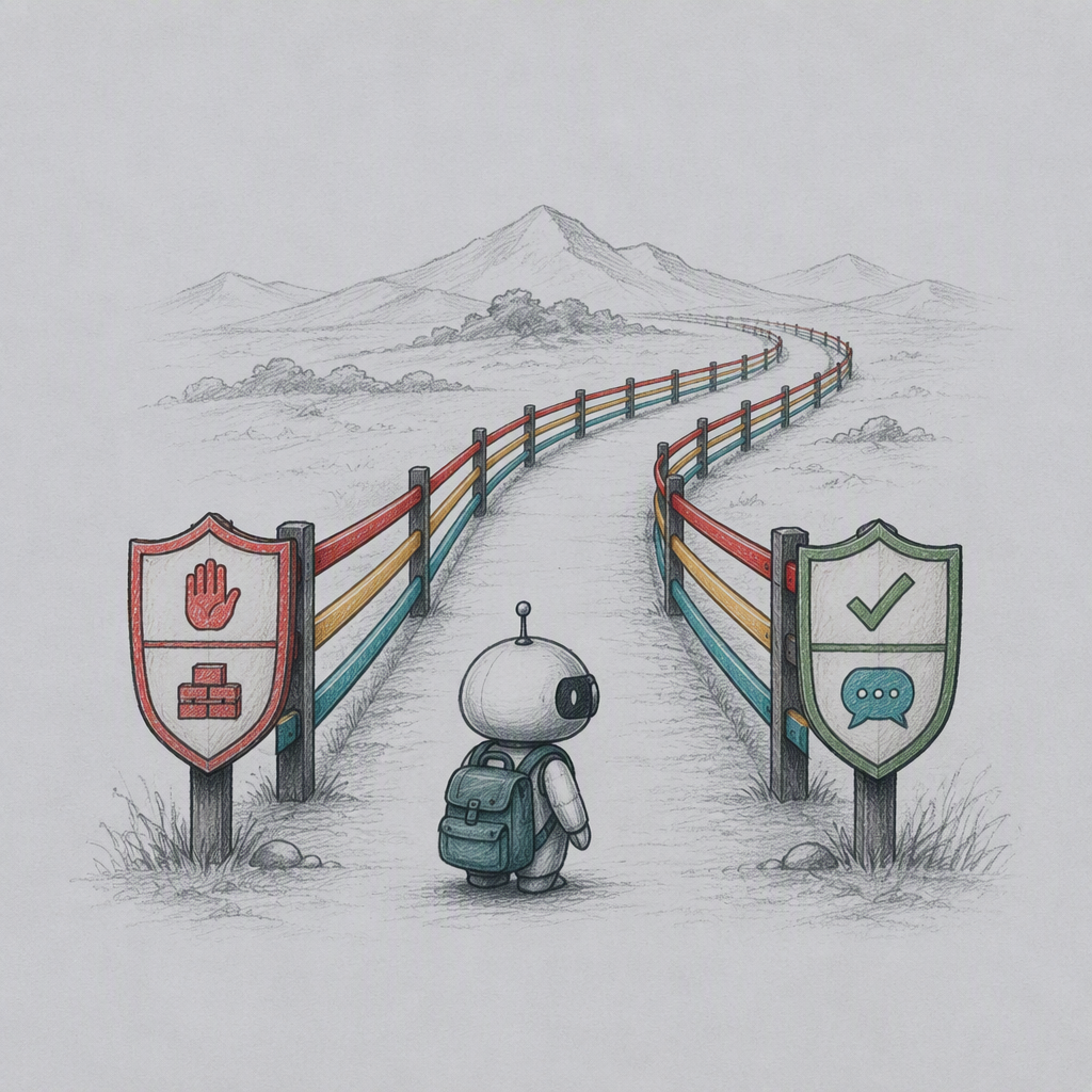 Editorial illustration for “Guardrails for agents”.