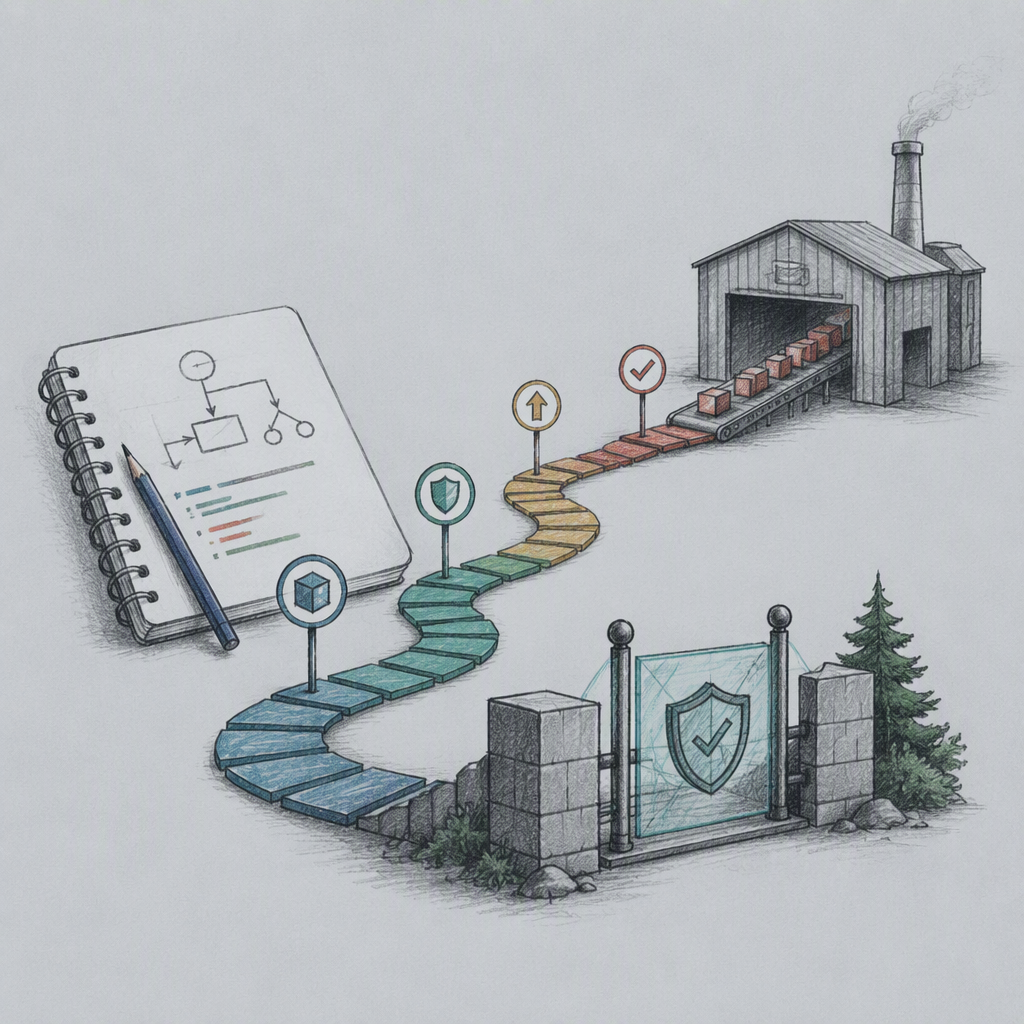 Editorial illustration for “Microsoft Foundry SDK: Part 12 – From Notebook to Production”.