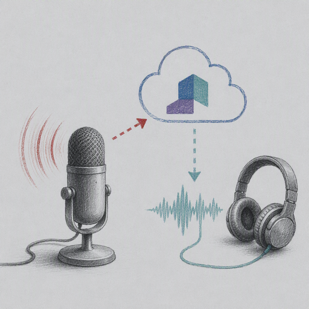 Editorial illustration for “Realtime voice from a microphone”.