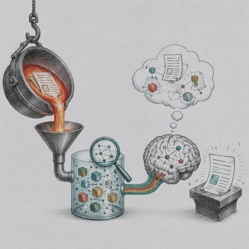Editorial illustration for “Foundry IQ and RAG”.