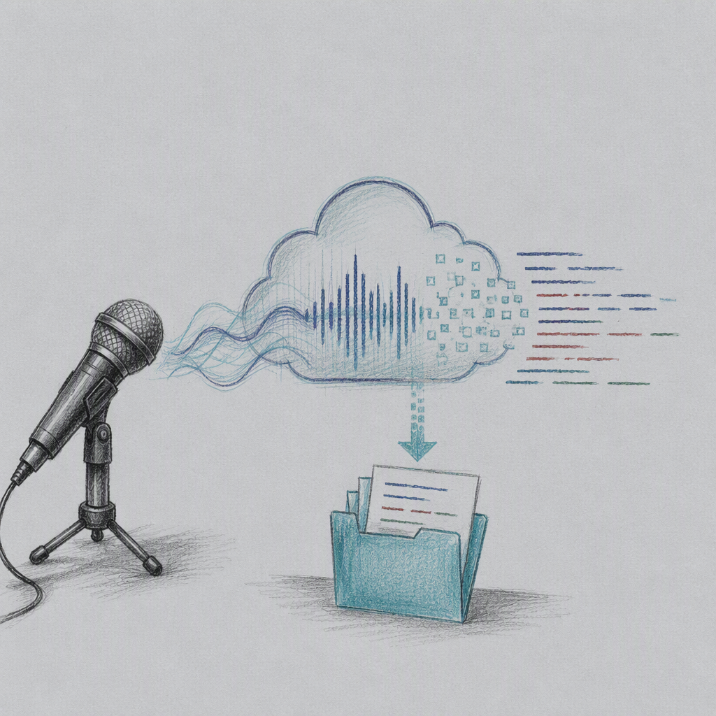 Editorial illustration for “Live speech to text with Azure Speech”.